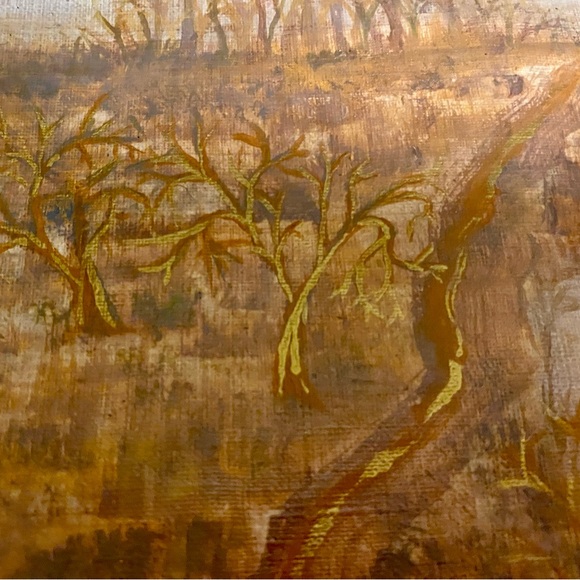 Rustic Autumn Landscape Watercolour Painting Handmade Original Art Water & Trees - Picture 5 of 9